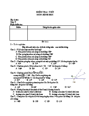 Kiểm tra 1 tiết môn Hình học khối lớp 6